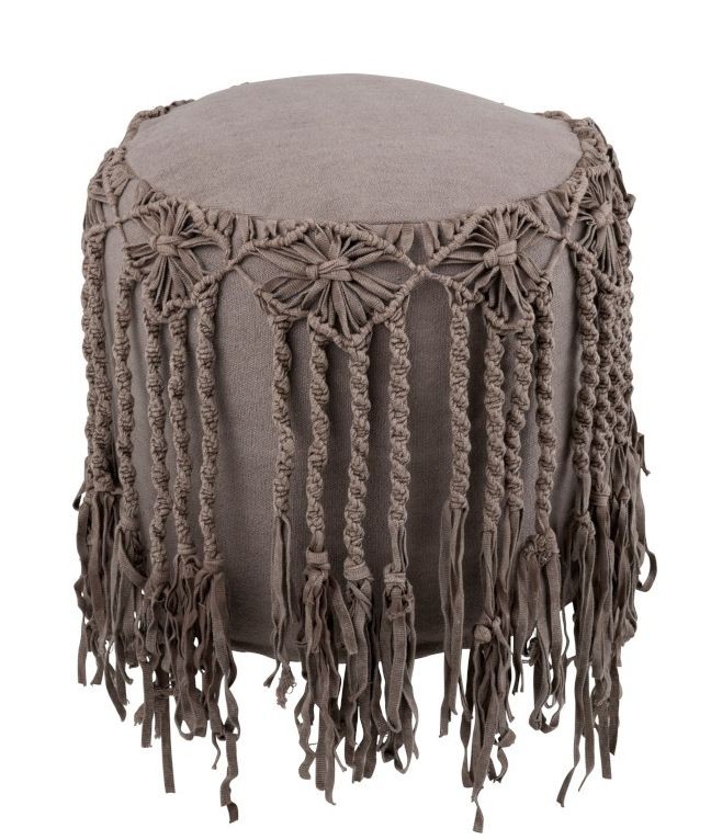 Bavlněný puf Macrame taupe - Ø 45*45cm