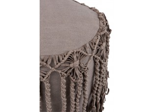 Bavlněný puf Macrame taupe - Ø 45*45cm