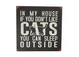 Černá kovová cedule CATS s patinou- 30*1*30 cm