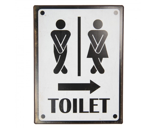 Nástěnná kovová cedule Toilet - 26*35 cm Clayre & Eef