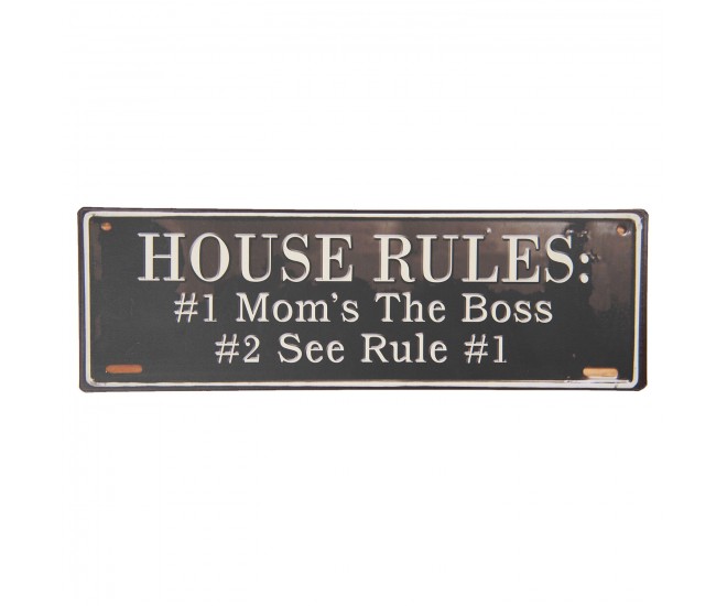 Nástěnná plechová cedule House rules - 39*13 cm Clayre & Eef