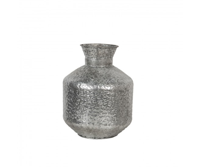 Stříbrná kovová váza s reliéfem Marquite – Ø 26*34 cm Clayre & Eef