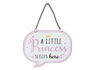 Menší oválná závěsná kovová cedule Little Princess - 17*13 cm