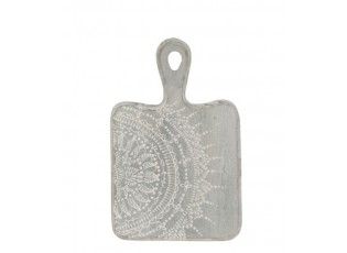 Šedé servírovací prkénko s malovaným ornamentem - 16*1,6*25 cm