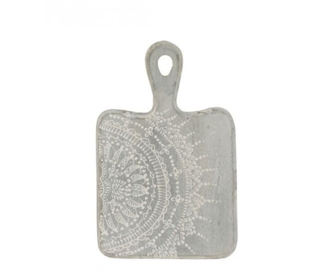 Šedé servírovací prkénko s malovaným ornamentem - 16*1,6*25 cm J-Line by Jolipa