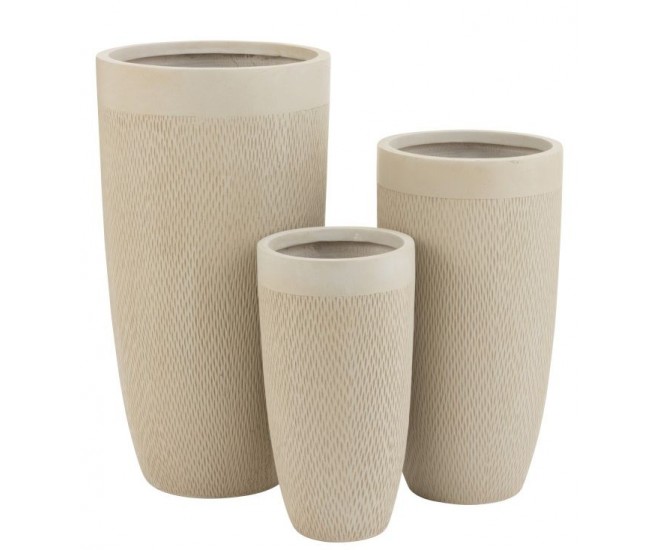 Set 3ks béžových váz Clay - Ø 38*72 cm J-Line by Jolipa