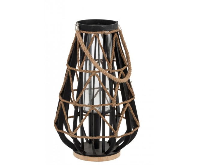 Černá bambusová lucerna Bamboo - Ø 35*56cm J-Line by Jolipa