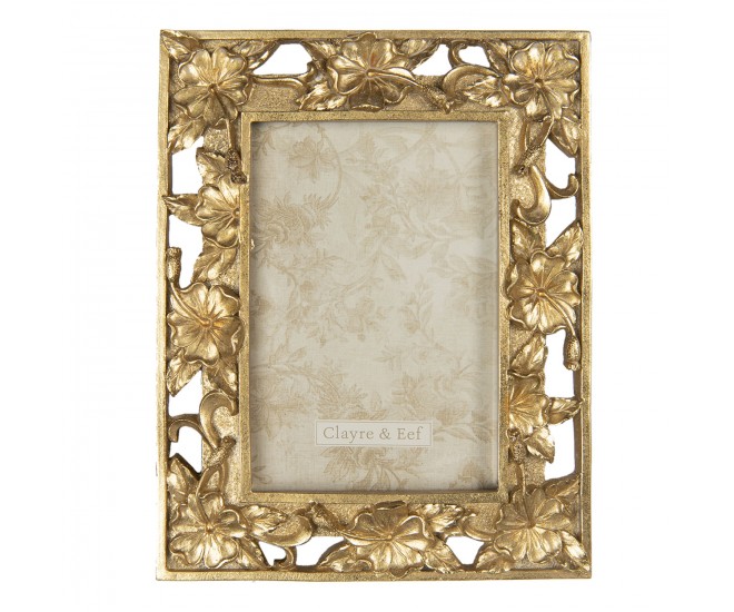 Rámeček na fotografie se zlatými květinovými ornamenty - 16*2*21 cm / 10*15 cm Clayre & Eef