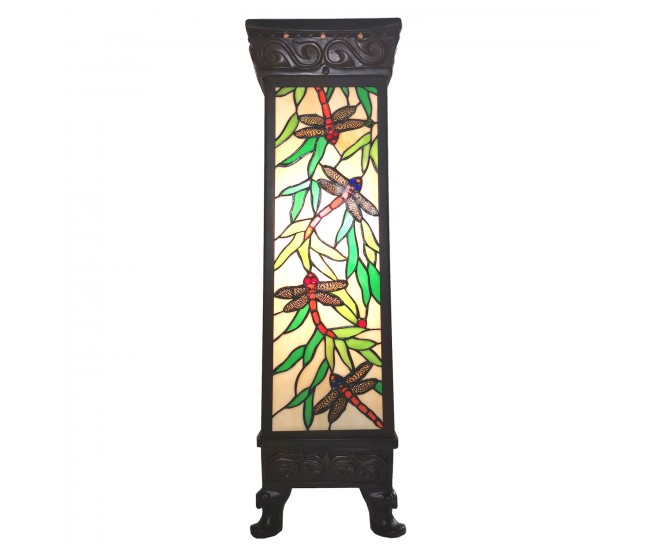 Světelný sloup Tiffany Dragonfly - 26*26*71 cm E27/max 1*100W Clayre & Eef