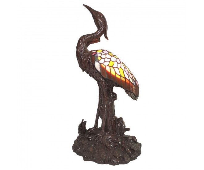 Vitrážová stolní lampa Tiffany Pélican - 21*21*53 cm E14/max 1*25W Clayre & Eef