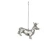 Stříbrná závěsná dekorativní ozdoba jezevčíka s korunkou - 8*3*6 cm Clayre & Eef