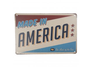 Středně velká kovová barevná cedule MADE IN AMERICA- 30*20 cm