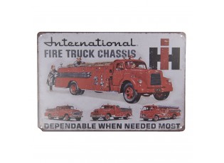 Kovová nástěnná cedule Fire Truck - 30*20 cm