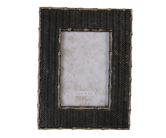 Černý fotorámeček s reliéfem - 18*1*23 cm / 10*15 cm Clayre & Eef