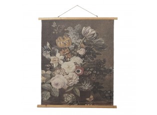 Nástěnná vintage mapa s květy I - 80*2*100 cm