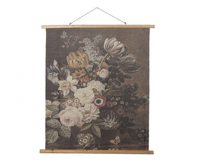 Nástěnná vintage mapa s květy - 80*2*100 cm Clayre & Eef