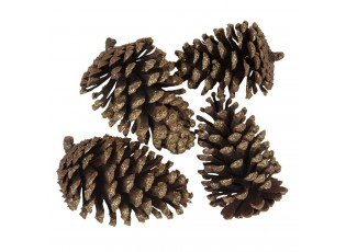 4 ks zlato hnědé dekorativní šišky - 8/10 cm