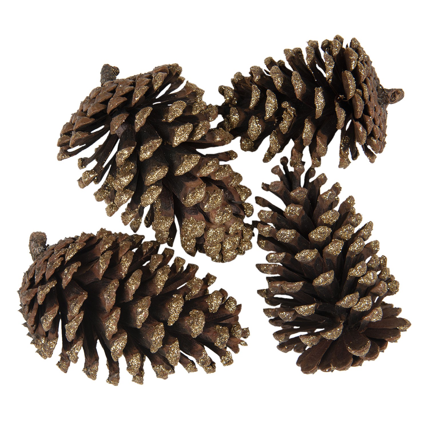 4 ks zlato hnědé dekorativní šišky - 8/10 cm Clayre & Eef 4 ks zlato hnědé dekorativní šišky - 8/10 cm Clayre & Eef