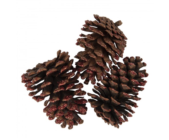 3 ks dekorativních hnědých šišek - 8/10 cm Clayre & Eef