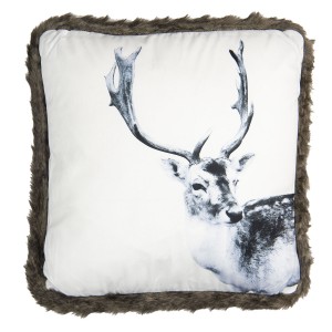 Sametový polštář s Jelenem a kožešinou - 45*45 cm