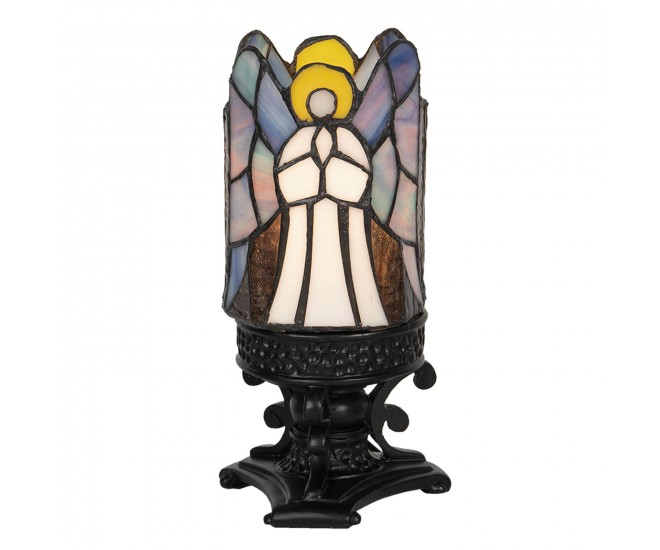 Vitrážová stolní lampa Tiffany Ange – Ø 14*21 cm E14/max 1*25W Clayre & Eef
