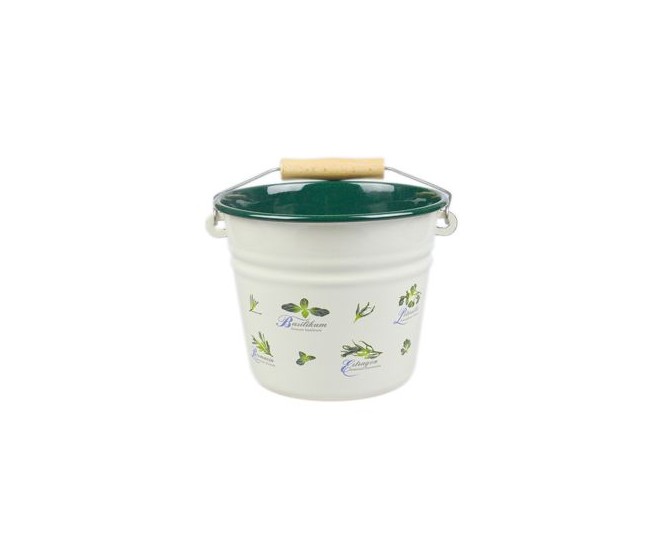 Krémový smaltovaný kyblík s bylinkami Herbs - Ø16*14cm - 1.5L M&uuml;nder Email