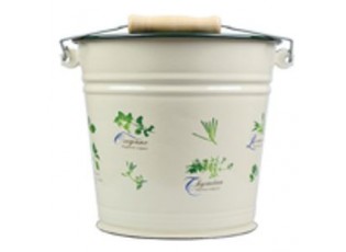Krémový smaltovaný kyblík s bylinkami Herbs - Ø24*23cm - 6L
