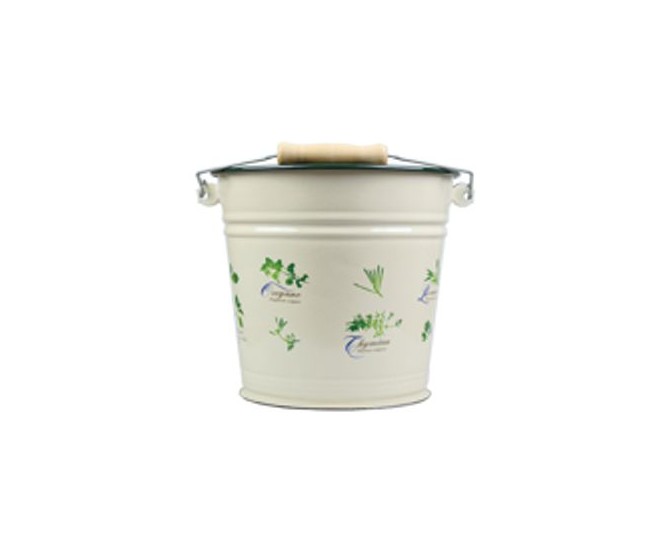 Krémový smaltovaný kyblík s bylinkami Herbs - Ø24*23cm - 6L M&uuml;nder Email