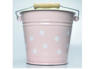 Růžový smaltovaný kyblík s puntíky Pink dot - Ø24*23cm - 6L