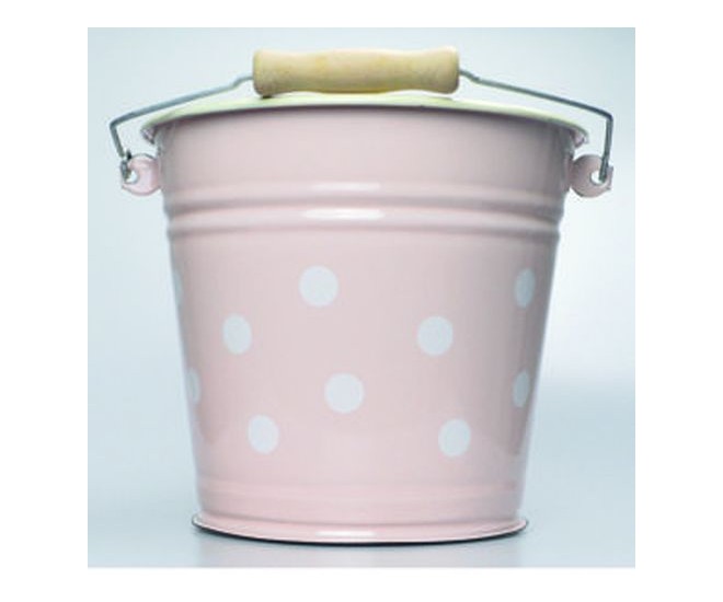 Růžový smaltovaný kyblík s puntíky Pink dot - Ø24*23cm - 6L M&uuml;nder Email