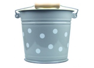 Šedý smaltovaný kyblík s puntíky Grey dot - Ø24*23cm - 6L