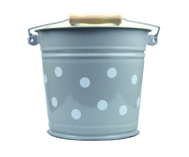 Šedý smaltovaný kyblík s puntíky Grey dot - Ø24*23cm - 6L M&uuml;nder Email