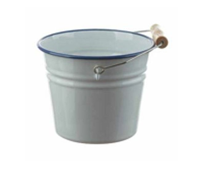 Bílý smaltovaný kyblík s modrou linkou Blue line - Ø16*14cm - 1.5L M&uuml;nder Email