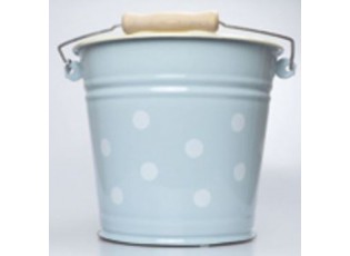 Modrý smaltovaný kyblík s puntíky Blue dot - Ø24*23cm - 6L