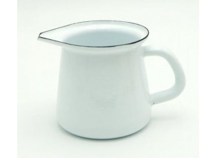 Bílá smaltovaná mlékovka White blue -11,5cm - 0.4L