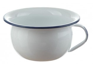 Bílá smaltovaná mísa s uchem White blue - Ø 18*10cm - 1L