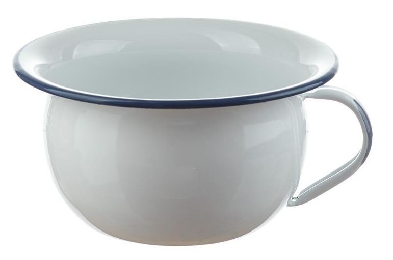 Bílá smaltovaná mísa s uchem - Ø 18*10cm - 1L