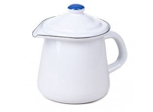 Bílá smaltovaná mlékovka White blue -11,5cm - 0.4L