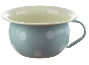Modrá smaltovaná mísa s uchem a puntíky Blue dot - Ø 18*10cm - 1L