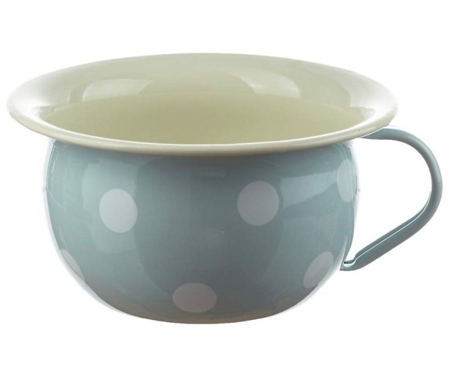 Modrá smaltovaná mísa s uchem a puntíky Blue dot - Ø 18*10cm - 1L M&uuml;nder Email