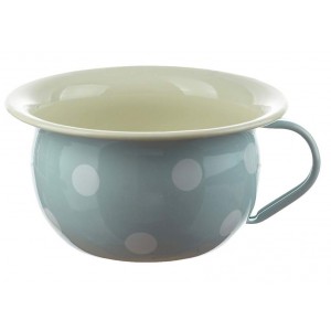 Modrá smaltovaná mísa s uchem a puntíky Blue dot - Ø 18*10cm - 1L