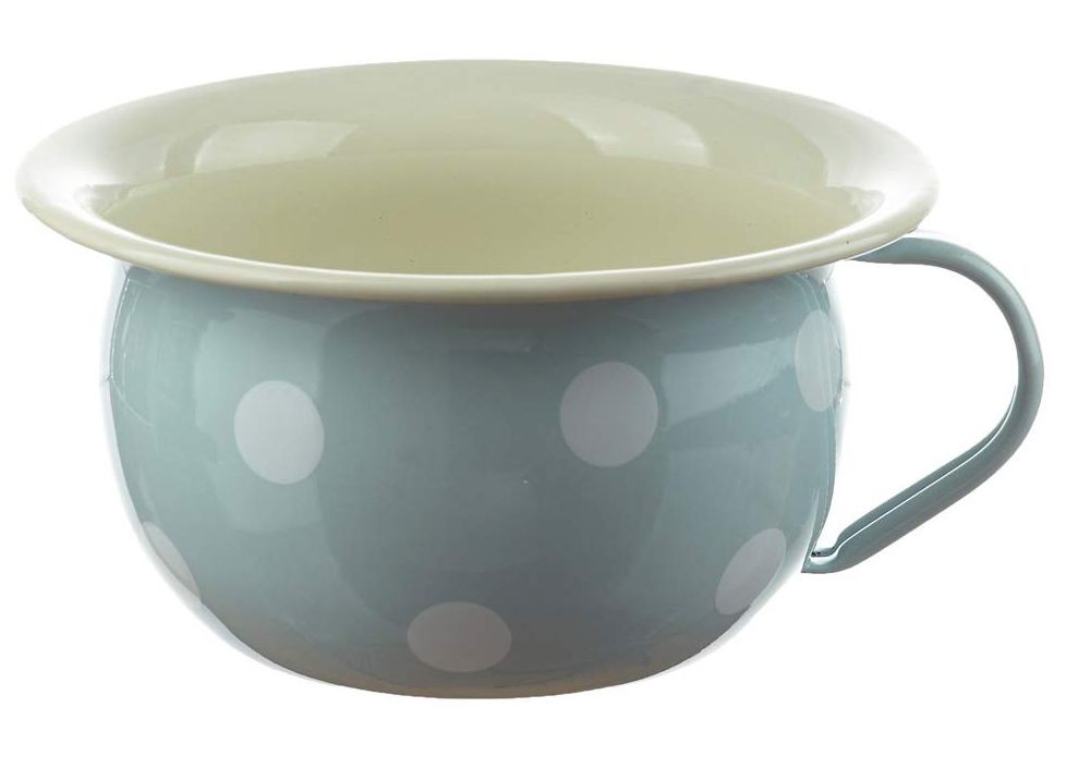 Modrá smaltovaná mísa s uchem a puntíky Blue dot - Ø 18*10cm - 1L