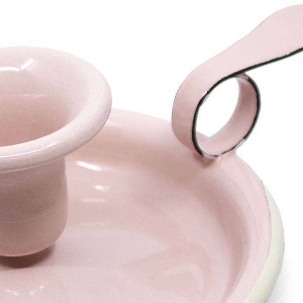 Růžový smaltovaný svícen Pink dot - Ø 13*6cm Münder Email Růžový smaltovaný svícen Pink dot - Ø 13*6cm Münder Email