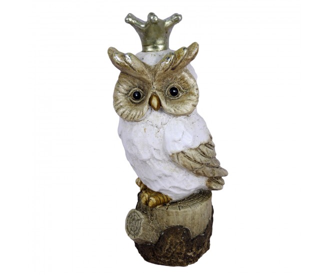 Dekorativní soška sovy se zlatou korunkou - 12*9*25 cm Clayre & Eef