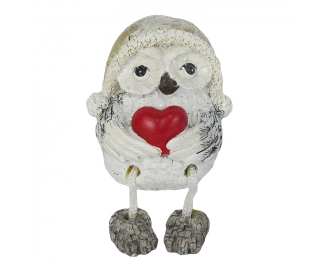 Dekorativní soška sovy se srdíčkem - 6*5*6 cm Clayre & Eef