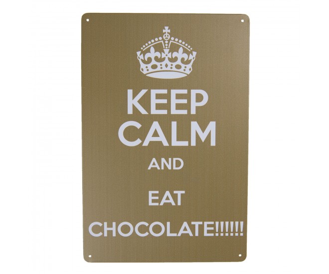 Nástěnná kovová cedule Eat Chocolate - 20*30 cm Clayre & Eef