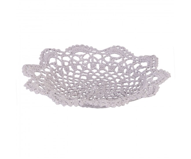 Fialkový háčkovaný košík / miska - Ø 20*3 cm Clayre & Eef