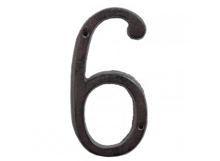 Hnědé nástěnné litinové číslo 6 - 7*1*14 cm