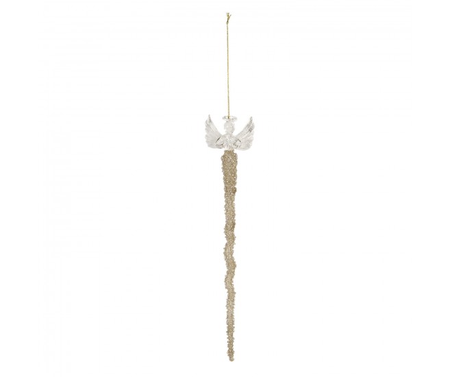 Závěsný skleněný anděl se třpytkami Léonne - 2*2*25 cm Clayre & Eef