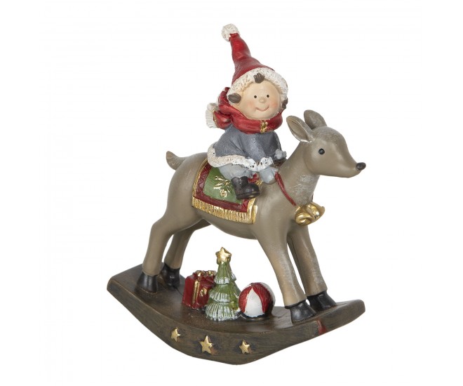 Dekorace dítě na houpacím jelínkovi - 11*4*13 cm Clayre & Eef